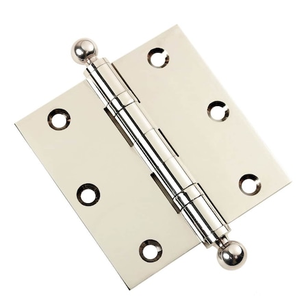 Embassy 3-1/2 x 3-1/2 Solid Brass Hinge, Polished Nickel Finish with Ball Tips 3535BBUS14B-1